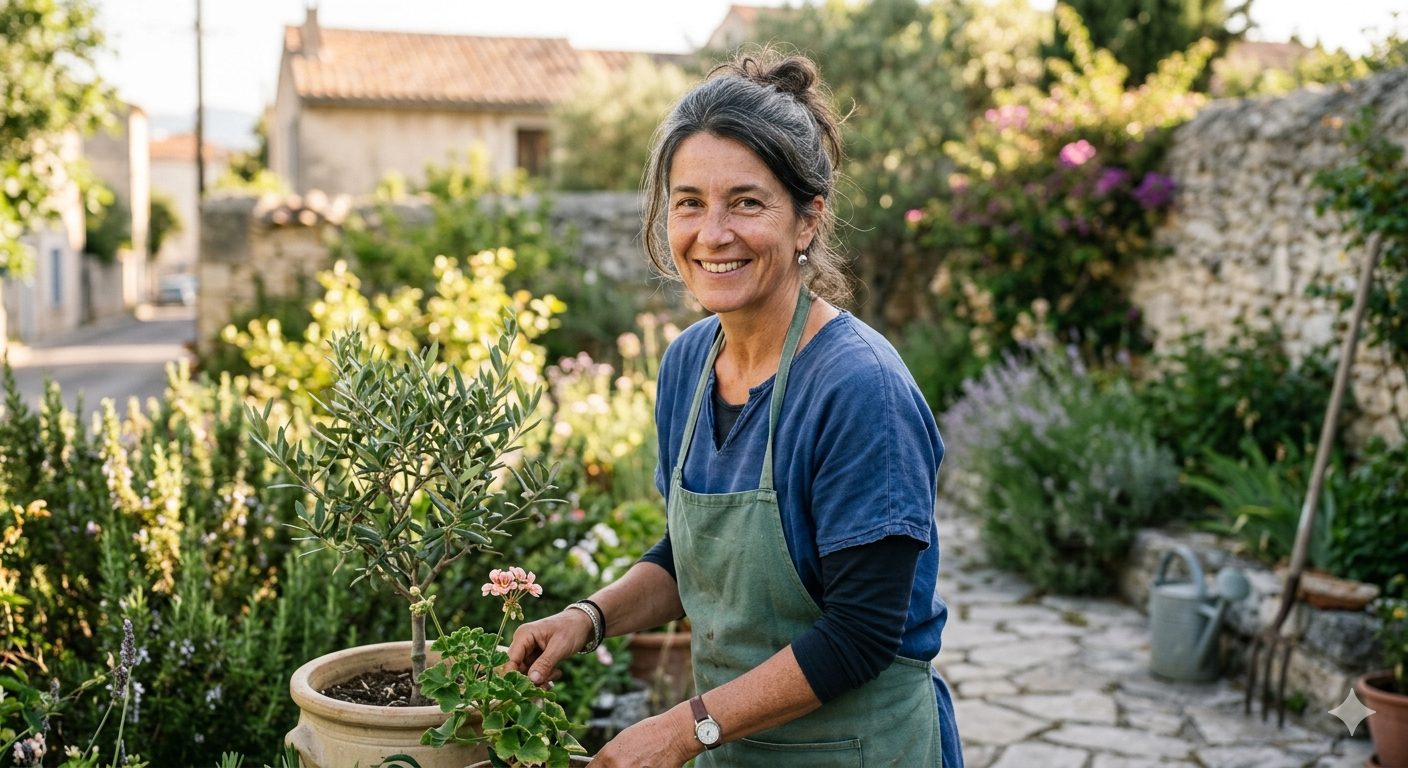 Femme mûre en train de jardiner